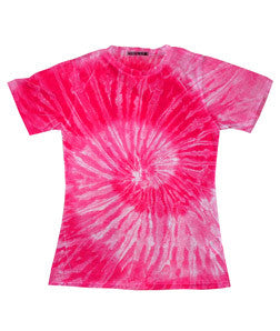 1555 tie dye Sublimated Polyester Ladies' Tee Pink Swirl 670