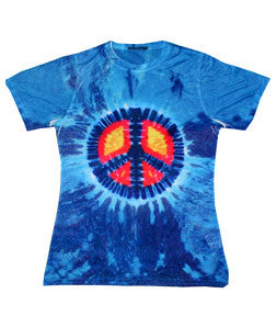 1555 tie dye Sublimated Polyester Ladies' Tee Blue Peace 698