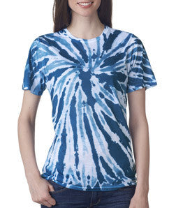 1555 tie dye Sublimated Polyester Ladies' Tee Navy Twist