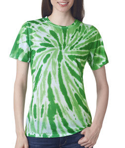 1555 tie dye Sublimated Polyester Ladies' Tee Dark Green Twist