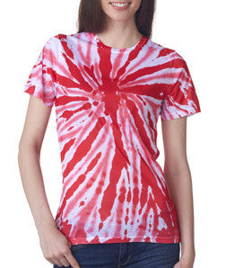 1555 tie dye Sublimated Polyester Ladies' Tee Red Twist