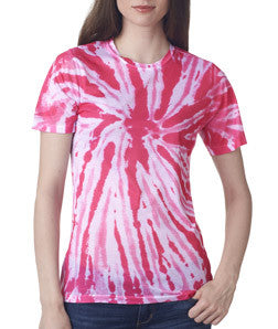 1555 tie dye Sublimated Polyester Ladies' Tee Pink Twist