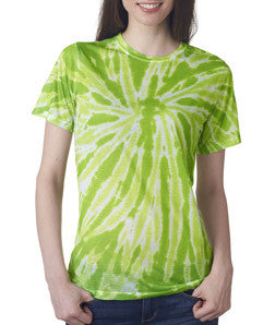 1555 tie dye Sublimated Polyester Ladies' Tee Lime Twist