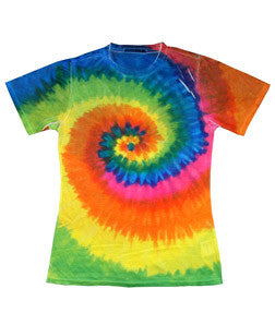 1555 tie dye Sublimated Polyester Ladies' Tee Rainbow Swirl 699