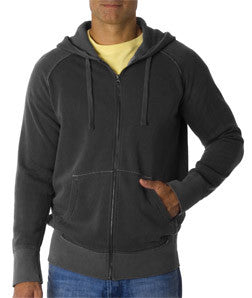 1564 Chouinard Adult Heavyweight Frayed Full-Zip Hooded Sweatshirt Pepper Pgmdye