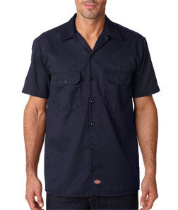 1574 Dickies Adult Short-Sleeve Blended Work Shirt Navy