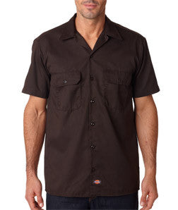 1574 Dickies Adult Short-Sleeve Blended Work Shirt Dark Brown