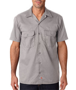 1574 Dickies Adult Short-Sleeve Blended Work Shirt Silver Grey