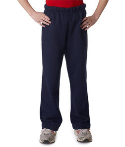 18400B Gildan Youth Heavy BlendOpen Bottom Sweatpants Navy
