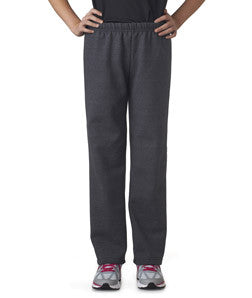 18400B Gildan Youth Heavy BlendOpen Bottom Sweatpants Dark Heather