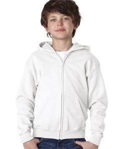 18600B Gildan Youth Heavy BlendFull-Zip Hooded Sweatshirt White