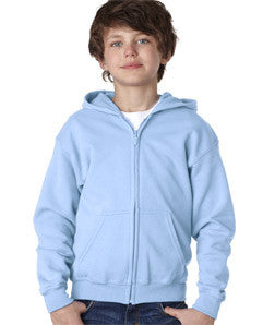 18600B Gildan Youth Heavy BlendFull-Zip Hooded Sweatshirt Light Blue