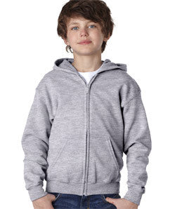 18600B Gildan Youth Heavy BlendFull-Zip Hooded Sweatshirt Sport Grey (50/50)