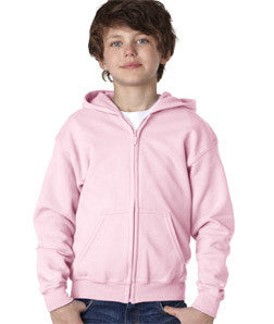 18600B Gildan Youth Heavy BlendFull-Zip Hooded Sweatshirt Light Pink