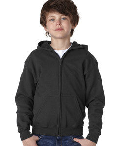 18600B Gildan Youth Heavy BlendFull-Zip Hooded Sweatshirt Black