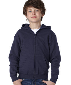 18600B Gildan Youth Heavy BlendFull-Zip Hooded Sweatshirt Navy