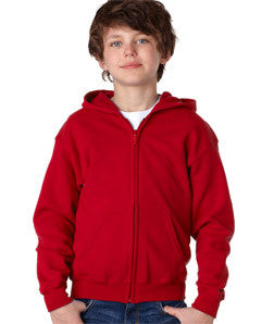 18600B Gildan Youth Heavy BlendFull-Zip Hooded Sweatshirt Red