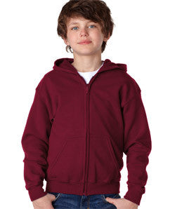18600B Gildan Youth Heavy BlendFull-Zip Hooded Sweatshirt Maroon