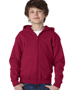 18600B Gildan Youth Heavy BlendFull-Zip Hooded Sweatshirt Cardinal Red