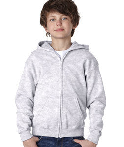 18600B Gildan Youth Heavy BlendFull-Zip Hooded Sweatshirt Ash (50/50)