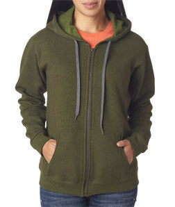 18700FL Gildan Missy Fit Heavy BlendVintage Full-Zip Hooded Sweatshirt Moss