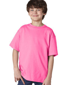 2000B Gildan Youth Ultra CottonT-Shirt Safety Pink (50/50)