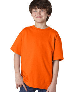 2000B Gildan Youth Ultra CottonT-Shirt Safety Orange (50/50)