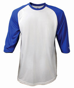 2133 Badger Youth Performance 3/4 Raglan-Sleeve Baseball Undershirt White/ Royal