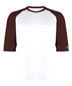 2133 Badger Youth Performance 3/4 Raglan-Sleeve Baseball Undershirt White/ Maroon