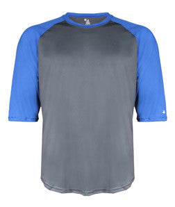 2133 Badger Youth Performance 3/4 Raglan-Sleeve Baseball Undershirt Graphite/ Royal