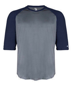 2133 Badger Youth Performance 3/4 Raglan-Sleeve Baseball Undershirt Graphite/ Navy