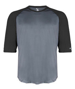 2133 Badger Youth Performance 3/4 Raglan-Sleeve Baseball Undershirt Graphite/ Black