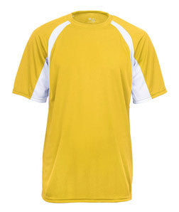 2144 Badger Youth B-Core Two-Tone Hook Performance Tee Gold/ White