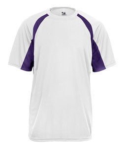 2144 Badger Youth B-Core Two-Tone Hook Performance Tee White/ Purple