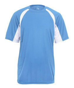 2144 Badger Youth B-Core Two-Tone Hook Performance Tee Columbia Blue/ White