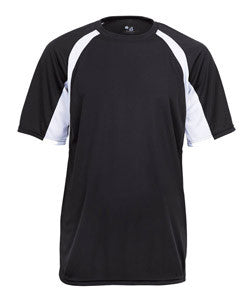 2144 Badger Youth B-Core Two-Tone Hook Performance Tee Black/ White