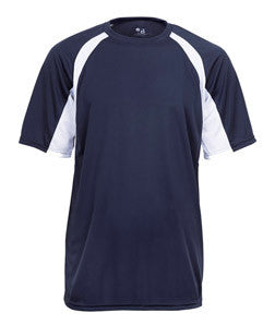 2144 Badger Youth B-Core Two-Tone Hook Performance Tee Navy/ White