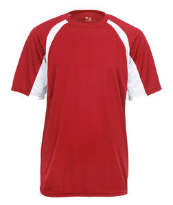 2144 Badger Youth B-Core Two-Tone Hook Performance Tee Red/ White