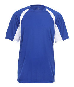 2144 Badger Youth B-Core Two-Tone Hook Performance Tee Royal/ White