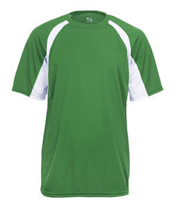 2144 Badger Youth B-Core Two-Tone Hook Performance Tee Kelly Green/ White