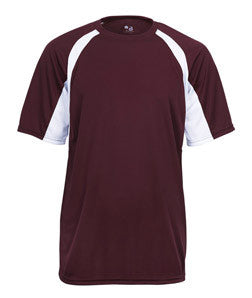 2144 Badger Youth B-Core Two-Tone Hook Performance Tee Maroon/ White