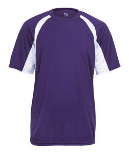 2144 Badger Youth B-Core Two-Tone Hook Performance Tee Purple/ White