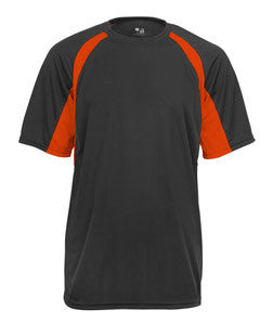 2144 Badger Youth B-Core Two-Tone Hook Performance Tee Black/ Burnt Orange