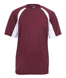 2144 Badger Youth B-Core Two-Tone Hook Performance Tee Cardinal/ White