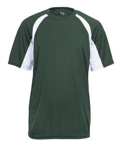 2144 Badger Youth B-Core Two-Tone Hook Performance Tee Forest Green / White
