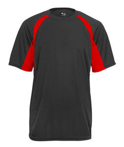 2144 Badger Youth B-Core Two-Tone Hook Performance Tee Black/ Red