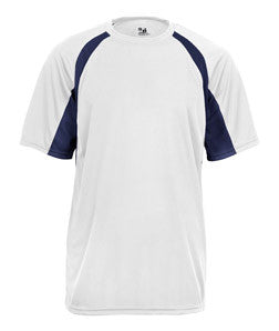 2144 Badger Youth B-Core Two-Tone Hook Performance Tee White/ Navy