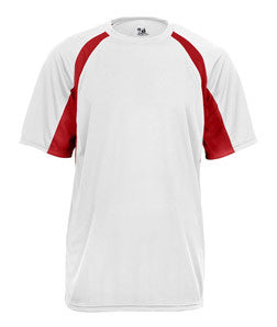 2144 Badger Youth B-Core Two-Tone Hook Performance Tee White/ Red
