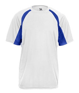 2144 Badger Youth B-Core Two-Tone Hook Performance Tee White/ Royal