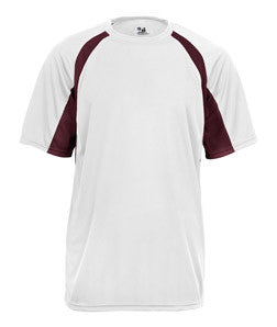 2144 Badger Youth B-Core Two-Tone Hook Performance Tee White/ Maroon